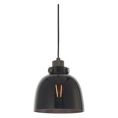 Image of Alessandria Pendant Ceiling Light Black Tinted Glass &amp; Chrome Plate