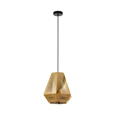 Image of EGLO Chiavica 1 Pendant Light, Bulb Industrial, Vintage, Modern, Light Made of Steel in Brass, Dining Table Lamp, Living Room Lamp Hanging with E27 Socket, Diameter 36 cm
