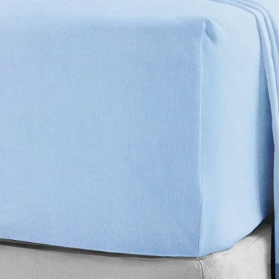 Image of Luxury Bedding Brushed Cotton Flannelette Deep Fitted Sheets 25CM/10 Box Fit in 12 Colours Single Double King Super (Sky Blue, Double)