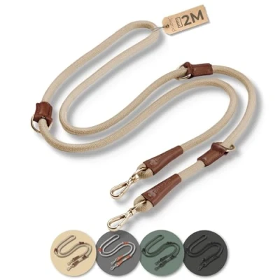 Image of PiuPet® Dog Leash 2m I 3 positions adjustable for large and small dogs Training leads lead camping accessories medium (Beige)