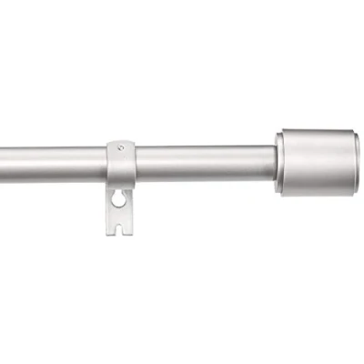 Image of Amazon Basics Curtain Rod with Cap Finials Extendable 183 to 366 cm Extra Long for Bedroom, Dining Room, Living Room or Kitchen, Nickel