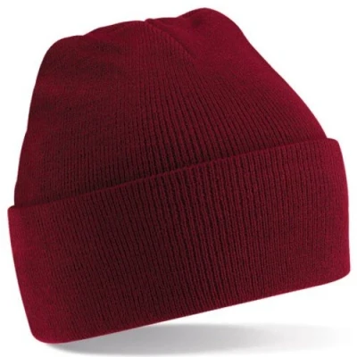 Image of Beechfield Turn up Beanie Baseball Cap, Red (Brugundy 000), One (Size:One Size)