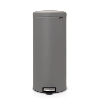 Image of Brabantia NewIcon Pedal Bin 30 L (Mineral Concrete Grey) Soft Closure Kitchen Rubbish with Removable Inner Bucket + Free Bags