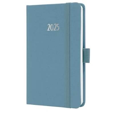 Image of SIGEL J5400 Weekly Planner Jolie 2025, FSC Certified, 2 Pages = 1 Week, hardcover with a Fabric Surface, Approx. A6, Blue, 174