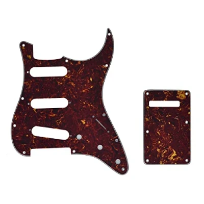 Image of KAISH 11 Hole ST/Strat Style Pickguard SSS Pick Guard with ST Back Plate Tremolo Trem Cover for USA/Mexico Stratocaster/Strat Vintage Tortoise