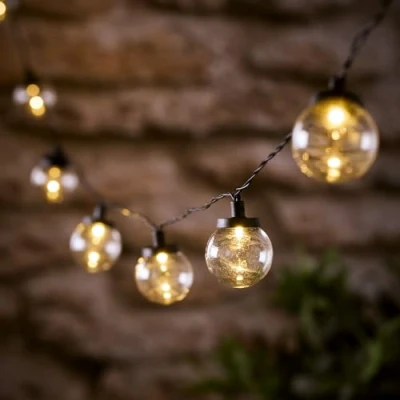 Image of Lights4fun 30 Warm White LED Festoon String Lights Black Cable Plug in 7.5m Indoor Outdoor Use Fully Waterproof IP44