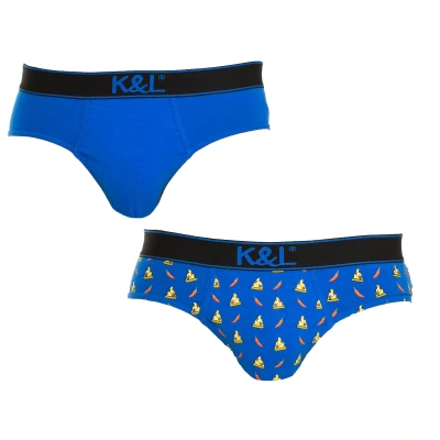 Image of Kisses&amp;Love Mens Pack 2 Slips Funny breathable fabric KL2006 man Blue Size X Large