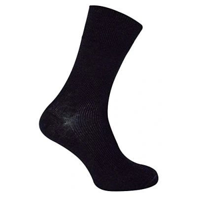 Image of Dr.Socks Mens Wool Diabetic Socks in Black Extra Wide Ribbed Seamless Merino (6 8, Black)