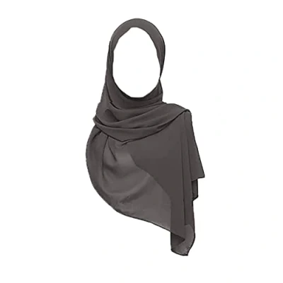Image of KAV Women Plain Elegant Chiffon Head Scarf Hijab Silk Changer and Color Turban Light Large Maxi Hair Wrap Cover for Girls Shawl Piece (Dark Grey)