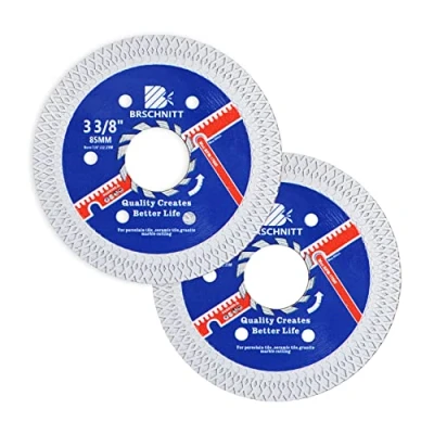 Image of Super Thin Diamond Porcelain Saw Blade with x Teeth,BRSCHNITT 2pcs 85mm Arbor 22.23mm 20mm 16mm Angle Grinder Cutting Disc for Dry/Wet Tile Ceramic Marble Granite