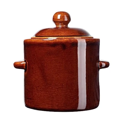 Image of KADAX Stoneware Pot, Dense Ceramic Pot with Lid, Dishwasher Safe Handmade Fermentation Insert for Cucumbers and Sauerkraut (1.8L), K8659