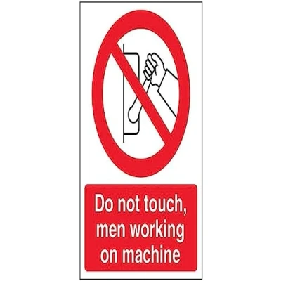 Image of V Safety Do not touch men working on machine 200x300mm Magnetic Sign