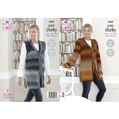 Image of King Cole 5460 Knitting Pattern Womens Cardigan and Waistcoat in Explorer Super Chunky