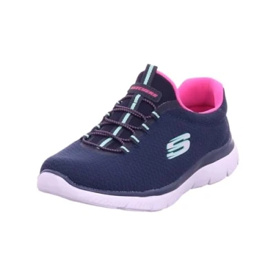 Image of Skechers WIDE FIT Summits Trainers, Women&#039;s, Size: 6, Navy/aqua