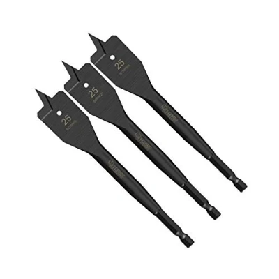 Image of 3 x SabreCut SCRIW25_3 25mm 152mm Impact Rated Flat Wood Spade Bits Compatible with Bosch Dewalt Makita Milwaukee and Many Others
