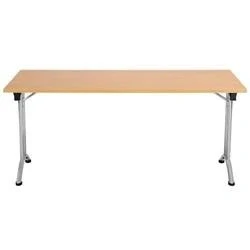 Image of Allegro Folding Table 1600x800 Silver Frame Beech top OUFT1680SVBE2