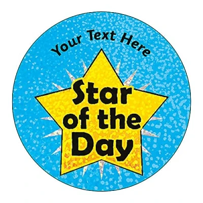 Image of 140 Personalised Holographic Sparkly Well Done Motivational School Praise Teachers Reward Stickers 37mm Primary Teaching Services