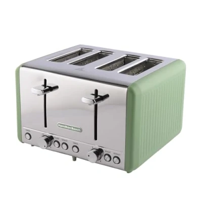 Image of Hamilton Beach Toaster 4 Slice, Harmony, 1850W, 6 Browning Controls, Defrost, Reheat &amp; Cancel Settings, Removable Crumb Tray, High Lift Eject, Matcha HBT018M