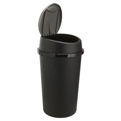 Image of ALL BLACK TOUCH TOP BIN / DUSTBIN RUBBISH KITCHEN HOME PLASTIC.MADE IN UK by TONTARELLI