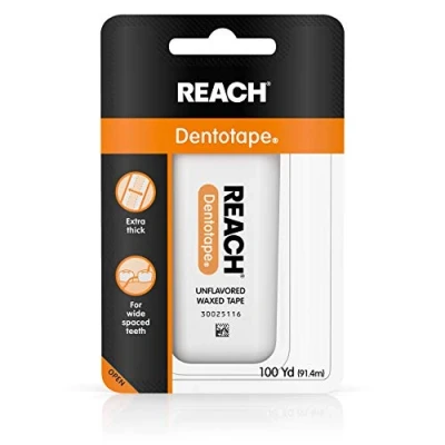 Image of Reach Dentotape Waxed Tape, Unflavored 100 Yards, 1 Count (Pack of 2)
