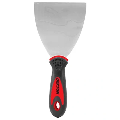 Image of Dekton 4&quot; Professional Scraper Heavy Duty Stainless Sturdy Steel Blade Ergonomic Rubber Grip Handle For Comfort Ideal Scraping Wallpaper, Filling Cracks And Repairing Holes Durable