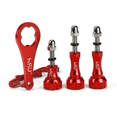Image of HSU 3pcs Aluminum ThumbScrew Set + Wrench for GoPro Hero 13/12/11/10/ 9/8/7/6/5/4/3+/3/GoPro Max (Red)