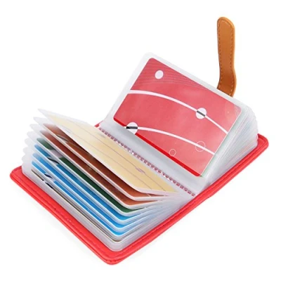 Image of AltomStar 10 Colors Credit Card Holder Wallets for Women Men Leather 26 Slots (Watermelon Red)