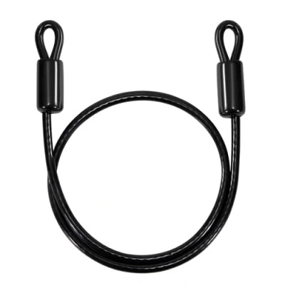 Image of GUNGY 1m Bike Lock Cable Heavy Duty Security with PVC Coated Double Loop 8mm Thick for Padlocks Disc Locks and U Black