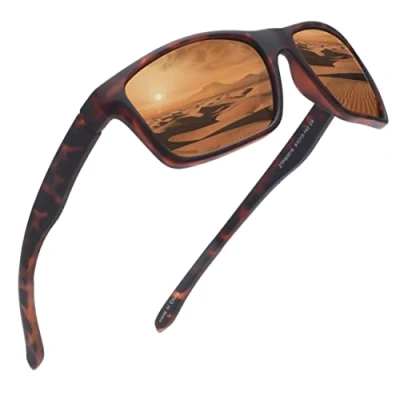Image of Jim Halo Polarized Sunglasses for Men Women Wrap Around Sprot Sun Glasses Cycling Fishing Driving (Tortoise/Brown)