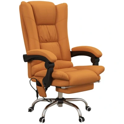 Image of Vinsetto Office Chair, Ergonomic Desk Chair with 4 Point Vibration Massage and Lumbar Heating, PU Leather Computer 135 Reclining Back Footrest, Orange