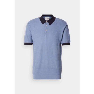 Image of Scotch And Soda Knitted Polo Shirt Structure Blue size S
