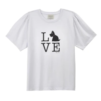 Image of RADLEY London Womens 100% Cotton Love Pleated Sleeve T Shirt in White Size Medium
