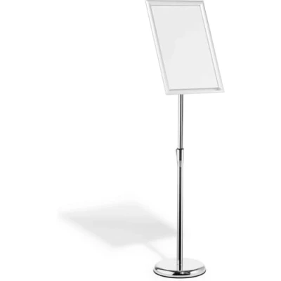 Image of Durable Information Floor Stand with Aluminium Snap Frame A3 Silver Pack of 1 Perfect for Displaying Menus, Posters, Information, etc