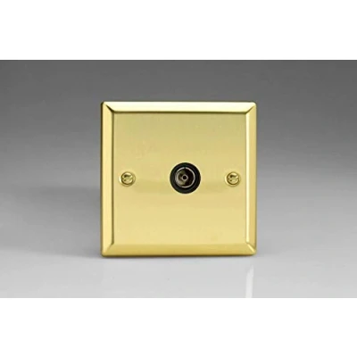 Image of Varilight 1 Gang TV Plug Socket, Isolated Co axial Victorian Brass XV8ISOB