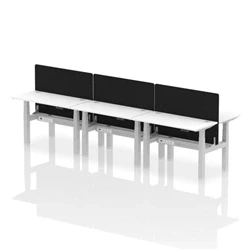 Image of Air B2B 1200x600mm Adjustable 6P Bench Desk CP White/Silver + Screen