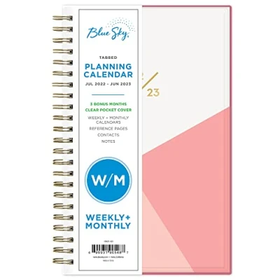 Image of Blue Sky 2022 2023 Academic Year Weekly and Monthly Planner, 5&quot; x 8&quot;, Flexible Cover, Wirebound, Cali Pink (130621 A23)