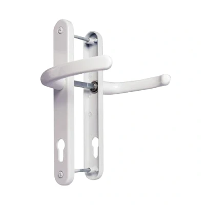 Image of TSS UPVC Door Handles Lever/Lever 92mm PZ (Centres) 210mm Screw to ScrewBackplate 242mm X 34mm Handle External White Replacement (White)