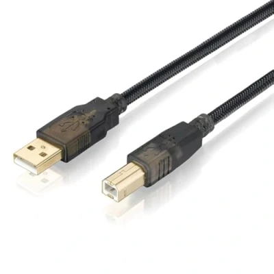 Image of Printer Cable USB A to B Adapter Nylon Braided Wire Lead Scanner Cord for HP, Dell, Canon, Lexmark, Epson, Xerox, Brother, Samsung etc (1.8m)
