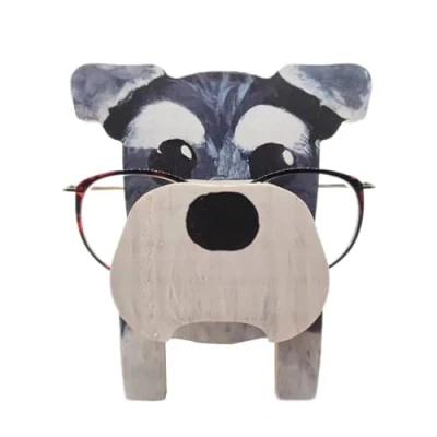 Image of OZLCUA Spectacle Display Stand Cute Animal Glasses Rack 3D Wood Carvings Sunglass Shelf Eyeglasses Show Home Decoration Gift Pet Eyeglass Holder(Schnauzer)