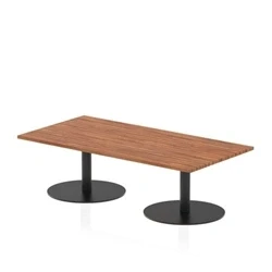 Image of Italia 1600 x 800mm Rectangular Coffee Table Walnut Top 475mm High Black Leg