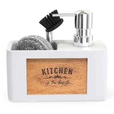 Image of Soap Dispenser Kitchen Dish for Accessories Organiser Pump Bottle Washing Up Liquid Storage