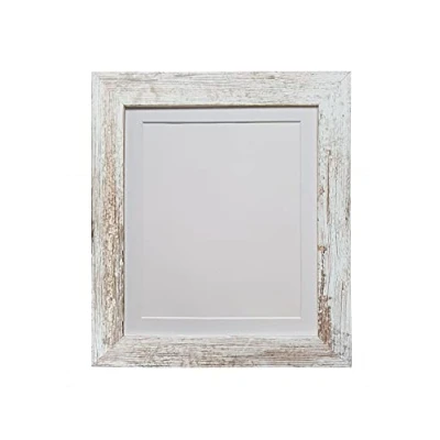 Image of FRAMES BY POST Metro Picture Photo Frame Distressed White with Mount A1 Image Size A2 Plastic Glass