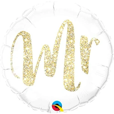 Image of Unknown 1 Foil Balloon Just Married Mr Glitter Gold White Small 46 cm Unfilled Gas Suitable