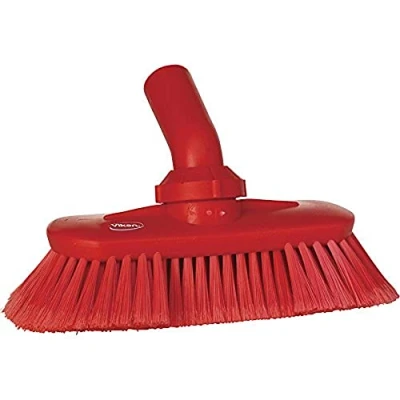 Image of Vikan 70674 Deck Scrub, 9 Inch Polyester Supersoft Bristle, Red