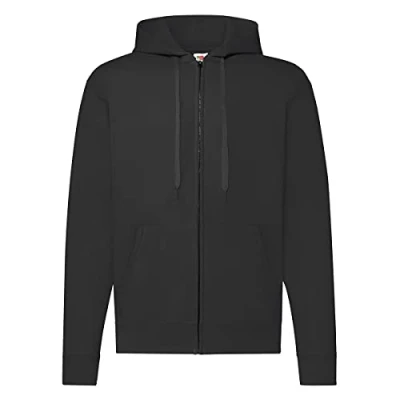 Image of Fruit of the Loom 62 208 0, Men&#039;s Classic Hooded Sweat Jacket, Black, X Large
