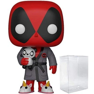 Image of Funko Pop! Marvel X men: Deadpool Playtime Bedtime in Robe Vinyl Figure (Bundled with Pop Box Protector Case)