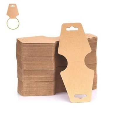 Image of 100Pcs Jewellery Display Cards, Necklace Cards Kraft Paper Blank Card Holder, Handmade Bracelets for Displaying Earrings Headbands Anklets