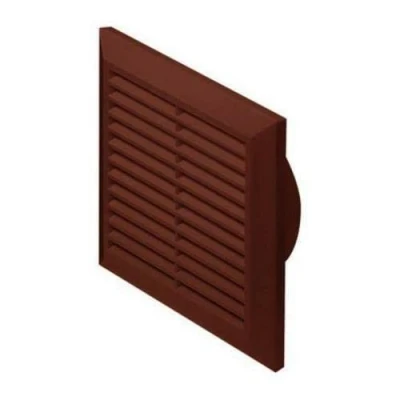 Image of Brown Air Vent Grille 200mm x with Fly Screen/Anti Insect and 150mm Ducting Pipe Hose Connection Ventilation Cover.