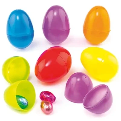 Image of Baker Ross L1047 Coloured Plastic Eggs for Kids to Fill with Easter Treats Spring &amp; Party Bag Fillers Prizes (Pack of 12), Assorted