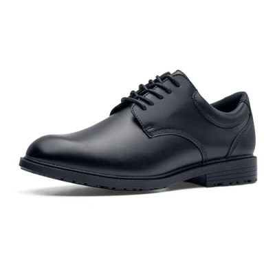 Image of Shoes for Crews Cambridge GL Comfortable Leather Work Shoes, Cushioned Insoles, Anti Slip Outsole, Classic Style Office, OB E SR Men Black